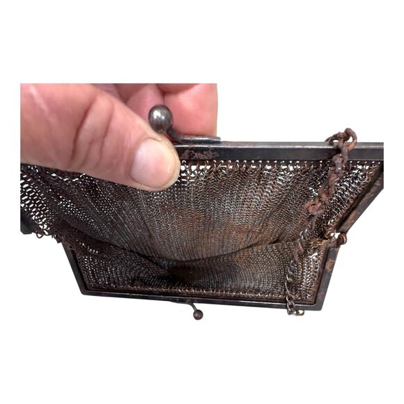 Antique Mesh Evening Chainmail Purse Art Nouveau Chain Handle Women Handbag READ - Picture 8 of 8